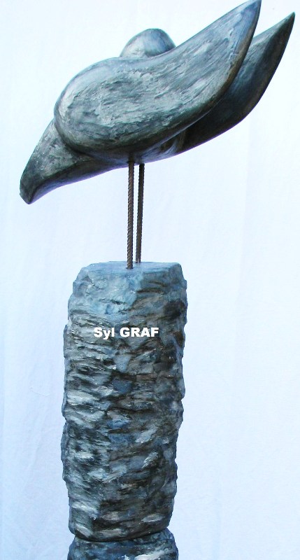 Icare sculpture béton enduit
