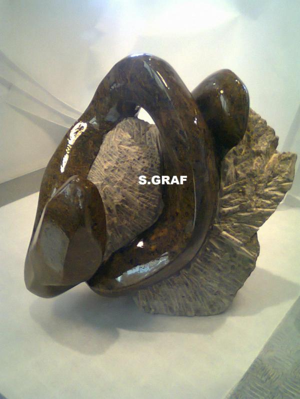 Sculpture serpent stéatite
